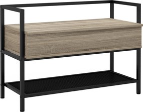 HOMCOM Banco Sapateira com Compartimento Oculto 84x39,5x61 cm Preto e Madeira | Aosom Portugal