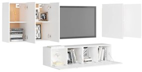 6 pcs conjunto de móveis de TV derivados de madeira branco