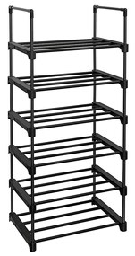 SONGMICS Sapateira de 6 níveis, organizador de sapatos de ferro, design personalizável, prateleira versátil e que economiza espaço, para entrada, sala de estar, quarto e cozinha, 45 x 30 x 106 cm, preto LSA23BK