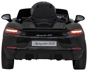 Carro elétrico para Crianças 12V Porsche Spyder RS 718 Com MP4, Rodas Espuma EVA, assento couro ecológico Carga até 30 kg Preto