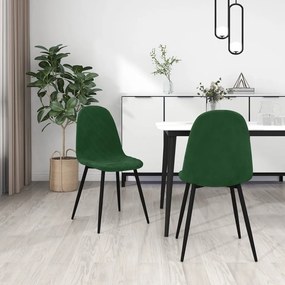 vidaXL Cadeiras de jantar 2 pcs veludo verde-escuro