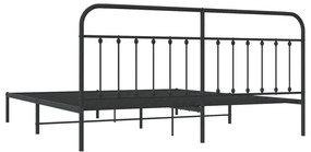 Estrutura de cama com cabeceira 200x200 cm metal preto