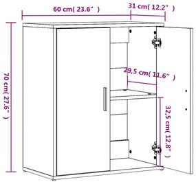 Aparadores 2 pcs 60x31x70 cm derivados madeira cinzento sonoma