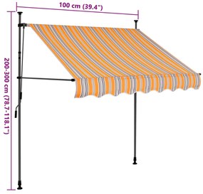 Toldo retrátil manual com LED 100 cm amarelo e azul