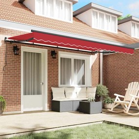 vidaXL Toldo Retrátil Vermelho 400 x 200 cm Poliéster e Alumínio