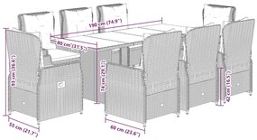 9 pcs conjunto de jantar p/ jardim c/ almofadões cinzento claro