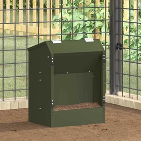 vidaXL Comedouro para Coelhos Verde Oliva 64.5 x 25.5 x 45.5 cm