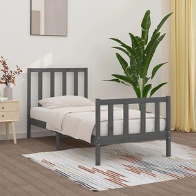 vidaXL Estrutura de cama 100x200 cm madeira maciça cinzento