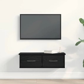 Prateleira de gaveta montada na parede vidaXL Preto Carvalho 60x26x18,