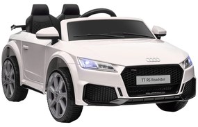 HOMCOM Carro Elétrico Audi TT para Crianças acima de 3 Anos com Controlo Remoto Música e Luzes Bateria 12V 102x60x44 cm Branco | Aosom Portugal