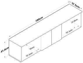 Prateleira de Parede EA114 – Nogueira e Branco – 180x41,4x37,5 cm