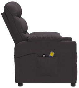 Poltrona de massagens elétrica tecido castanho-escuro