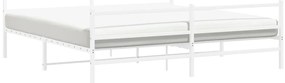 Estrutura de cama com cabeceira e pés 200x200 cm metal branco