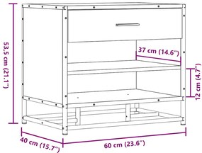 Banco para calçado sonoma 60x40x53,5 cm madeira metal cinzento