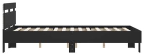 Estrutura de cama com cabeceira e luzes LED 135x190 cm preto