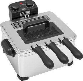 HOMCOM Fritadeira 5 L com Temperatura Ajustável até 190 °C, Janela de Visualização e Temporizador 60 min | Aosom Portugal
