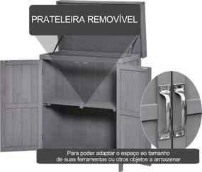 Armário de Jardim de Madeira 74x43x88 cm Armário de Exterior para Arma