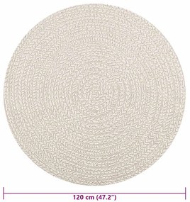 Tapete ZIZUR creme Ø 120 cm aspeto de juta interior e exterior