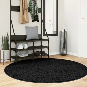 vidaXL Tapete de pelo curto OVIEDO Ø 160 cm preto