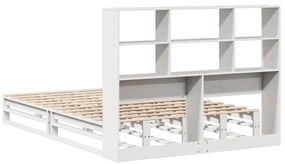 Cama com estante sem colchão 140x190 cm madeira maciça branco