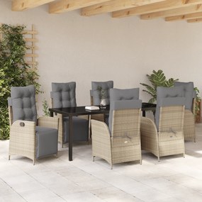 Conjunto de Jantar de Jardim 7 Peças Bege Rattan Poliéster