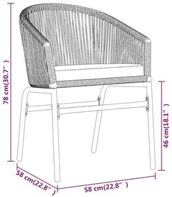 7 pcs conjunto de jantar para jardim cinzento
