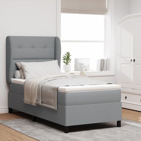 Cama Box Spring vidaXL com Colchão Cinza Claro 80x200 cm Tecido