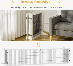 Barreira de Segurança para Cães de Madeira Dobrável para Cães Pequenos e Médios com 6 Painéis 432x36x70 cm Branco