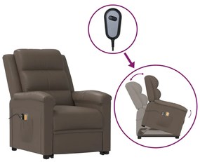 vidaXL Poltrona de massagens elevatória couro artificial cinzento