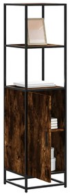 vidaXL Armário alto 35,5x35x139 cm madeira e metal carvalho fumado