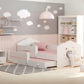 Cama infantil dupla branca Wave 160x80 princesa adormecida - colchão e estrado incluído