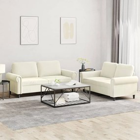 vidaXL 2 pcs conjunto de sofás com almofadões veludo cor creme