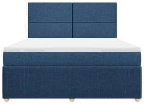 Cama com molas/colchão 180x200 cm tecido azul