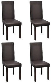 vidaXL Cadeiras de jantar 4 pcs couro artificial castanho