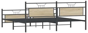 Estrutura de cama sem colchão 200x200cm metal carvalho sonoma