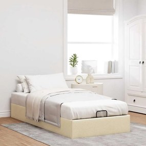 Estrutura de cama otomana sem colchão 90x190 cm tecido creme