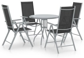 vidaXL 5 pcs conjunto jantar p/ jardim alumínio e textilene prateado
