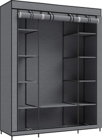 HOMCOM Guarda-roupa de Tecido Compacto com Barra de Cabide e 11 Prateleiras, 135x45x175 cm, para Quarto, Cinza | Aosom Portugal