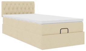 Cama otomana com colchão 100x200 cm tecido creme