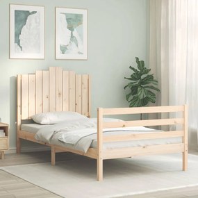 vidaXL Estrutura de cama com cabeceira 100x200 cm madeira maciça