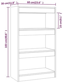 Estante/divisória 60x30x103cm derivados madeira cinzento sonoma