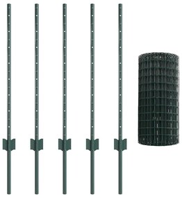 Conjunto de Cerca de Jardim Conjunto de 2 Verde Aço 10 x 0.8 m