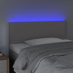 Cabeceira de cama c/ LED 80x5x78/88cm couro artificial cinzento