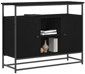 Buffet vidaXL Preto Carvalho 100x35x80 cm Madeira Engenharia e Aço