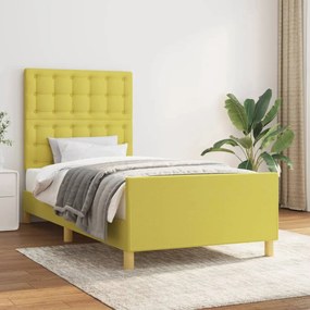 vidaXL Estrutura de cama sem colchão 100x200 cm tecido verde