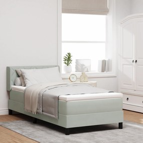 Cama Box Spring com Colchão VidaXL Cinza Claro 90x200 cm Veludo