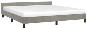 Estrutura de cama c/ cabeceira 160x200 cm veludo cinzento-claro