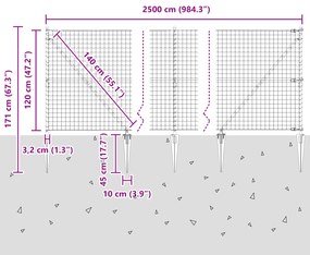 Cerca Euro com 13 Postes de Espeto 1,2x25 m Aço Galvanizado Cinza