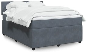 vidaXL Cama com molas/colchão 160x200 cm veludo cinzento-escuro