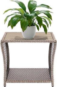 Mesa de apoio Jardim Polyrattan Vedis 45x45x40cm creme